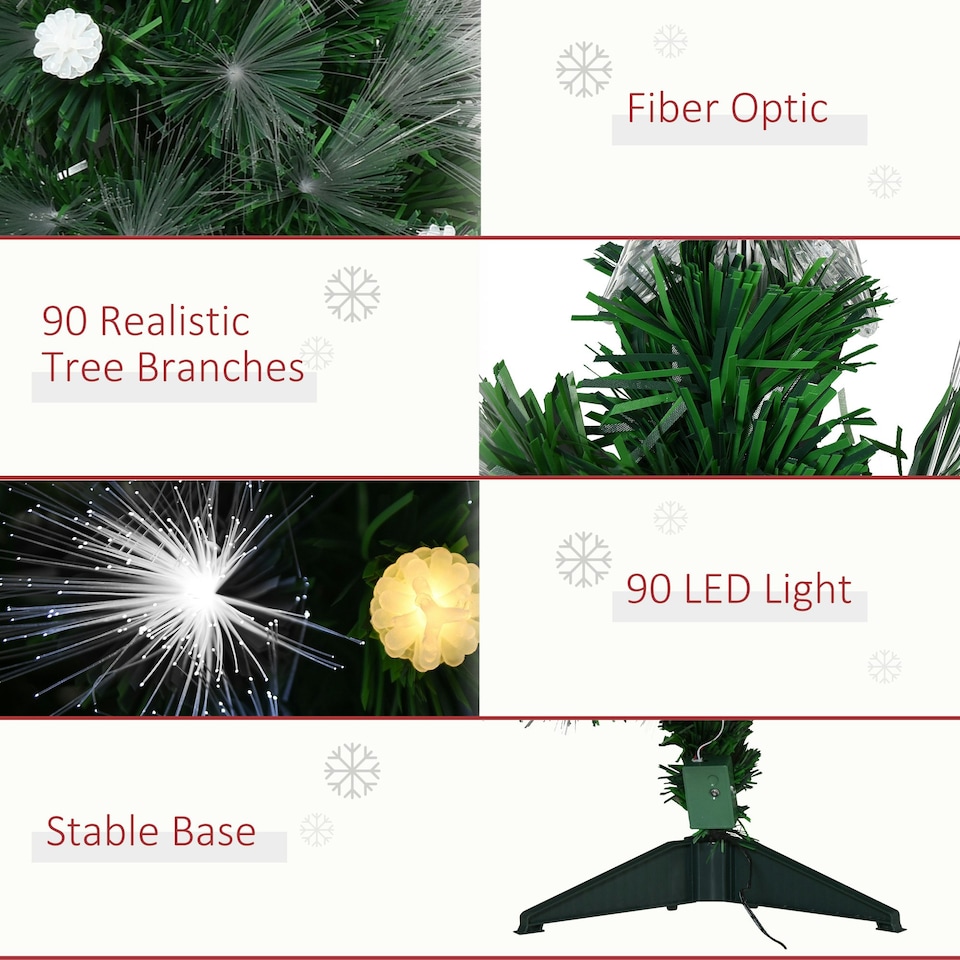 image 1 of HOMCOM 3ft White Light Artificial Christmas Tree w/ 90 LED Star Topper Tri-Base