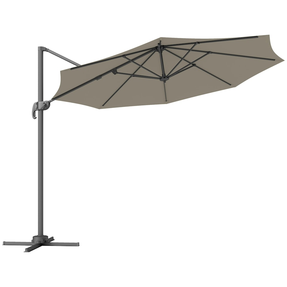 image 1 of Outsunny 3 x 3(m) Cantilever Parasol Garden Umbrella with Base Light Grey Grey | Light Grey