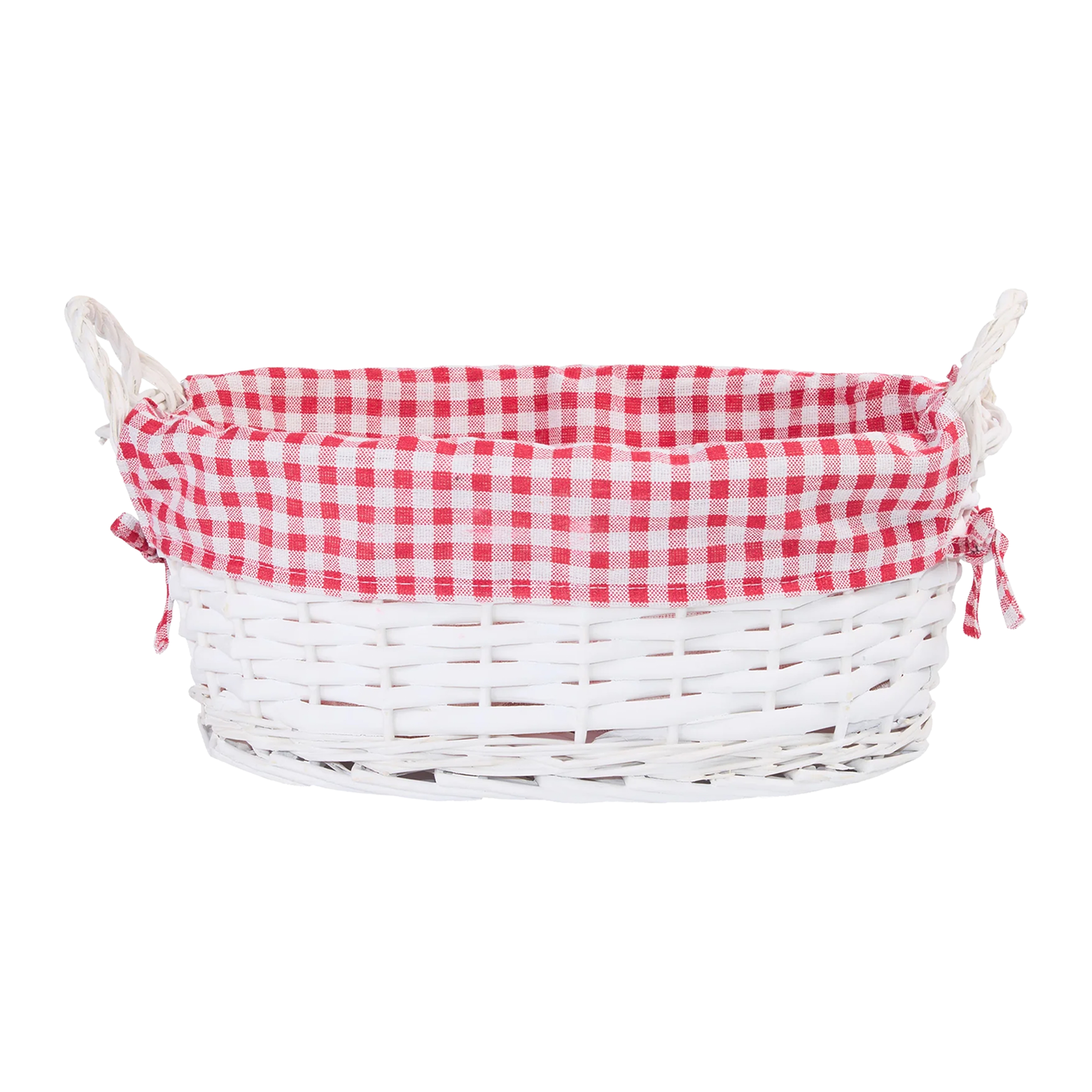 Wickerfield Set of 2 Wicker Storage Baskets with Gingham Liners and Handles