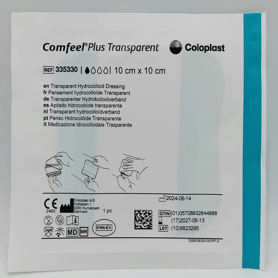 image 1 of Comfeel Plus Transparent 10cm x 10cm Hydrocolloid Dressings - Box of 10