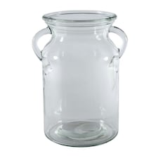 Clear Glass Milk Churn Decorative Vase 19cm