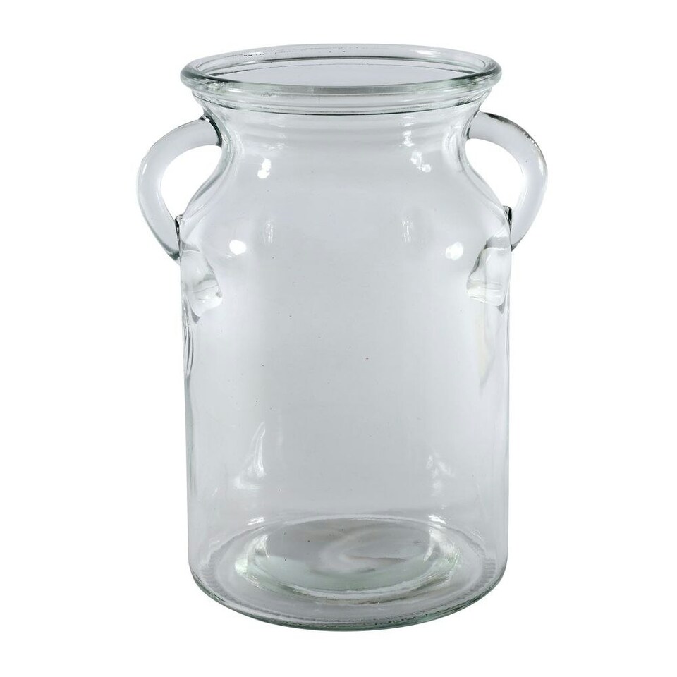 Clear Glass Milk Churn Decorative Vase 19cm
