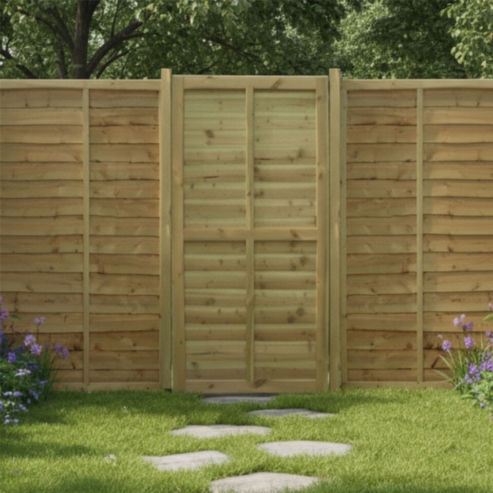 image 1 of Waney Lap Garden Gate 6ft x 3ft Treated Wooden Affordable Pedestrian Side Door