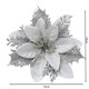 image 4 of Living and Home 24 Pcs Artificial Poinsettia Flowers Christmas Tree Ornament Set- Silver