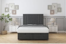 Sloomy Kingsley Graphite Dumfries Ottoman Bed Base With 26" Strutted Headboard 6' Super King | Grey | Graphite | Super King | 1