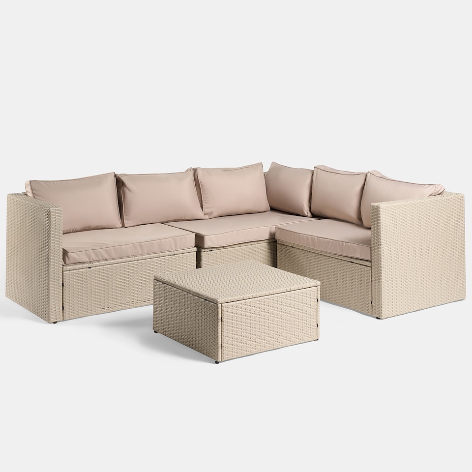image 1 of OHS Tuscany 5 Seater Rattan Garden Sofa Set Patio Table L Shape Settee | Bronze | Natural