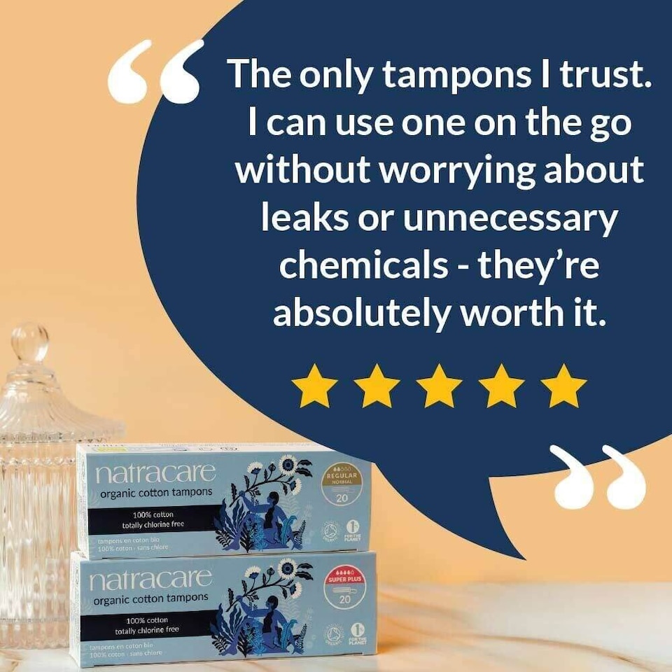 image 1 of Natracare Super Plus Organic Cotton Non-Applicator Tampons 4 x 20 Pack