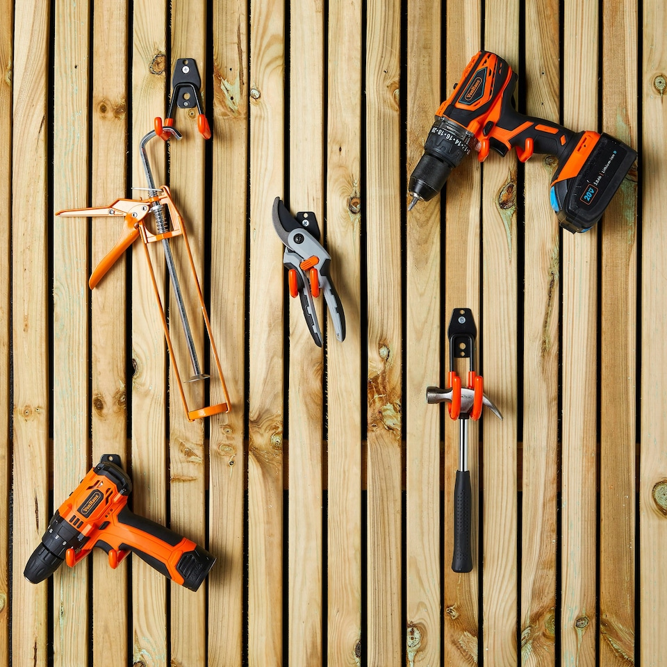 image 1 of VonHaus 10 Wall Mounted Tool Garage Hooks for Shed Storage