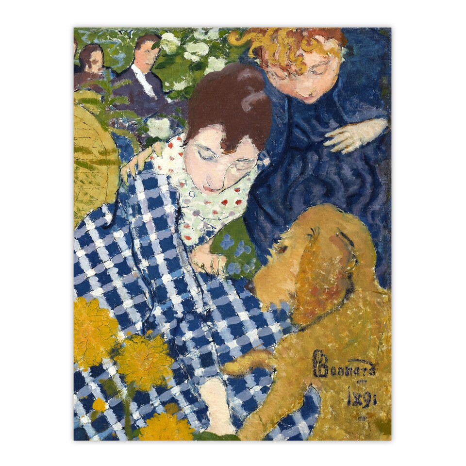 image 1 of Women with Dog Art Nouveau Painting Bonnard Huge Wall Art Print 18X24 In