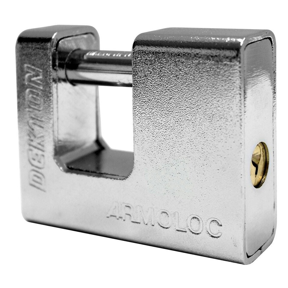 image 1 of Armoured Steel Shackle Padlock From Dekton 3 Keys High Security 7* 80mm Lock Silver