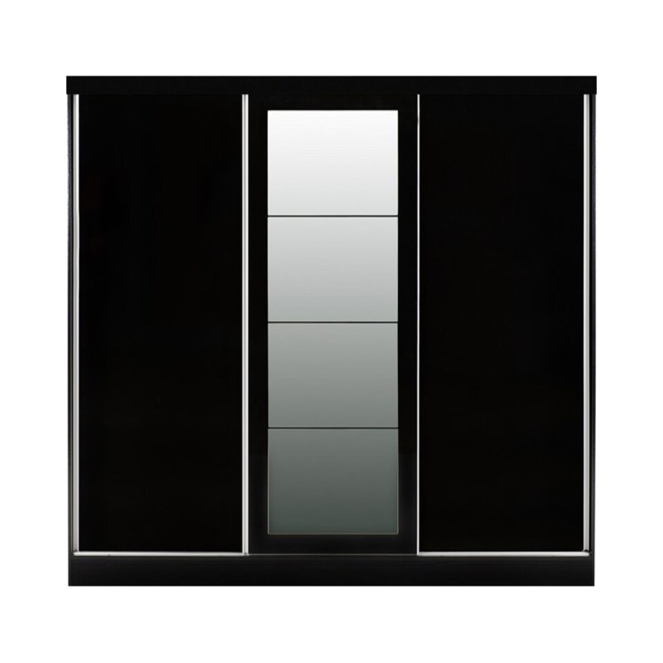 image 1 of Nevada 3 Door Sliding Wardrobe - L62 x W242.5 x H194 cm - Black Gloss Black