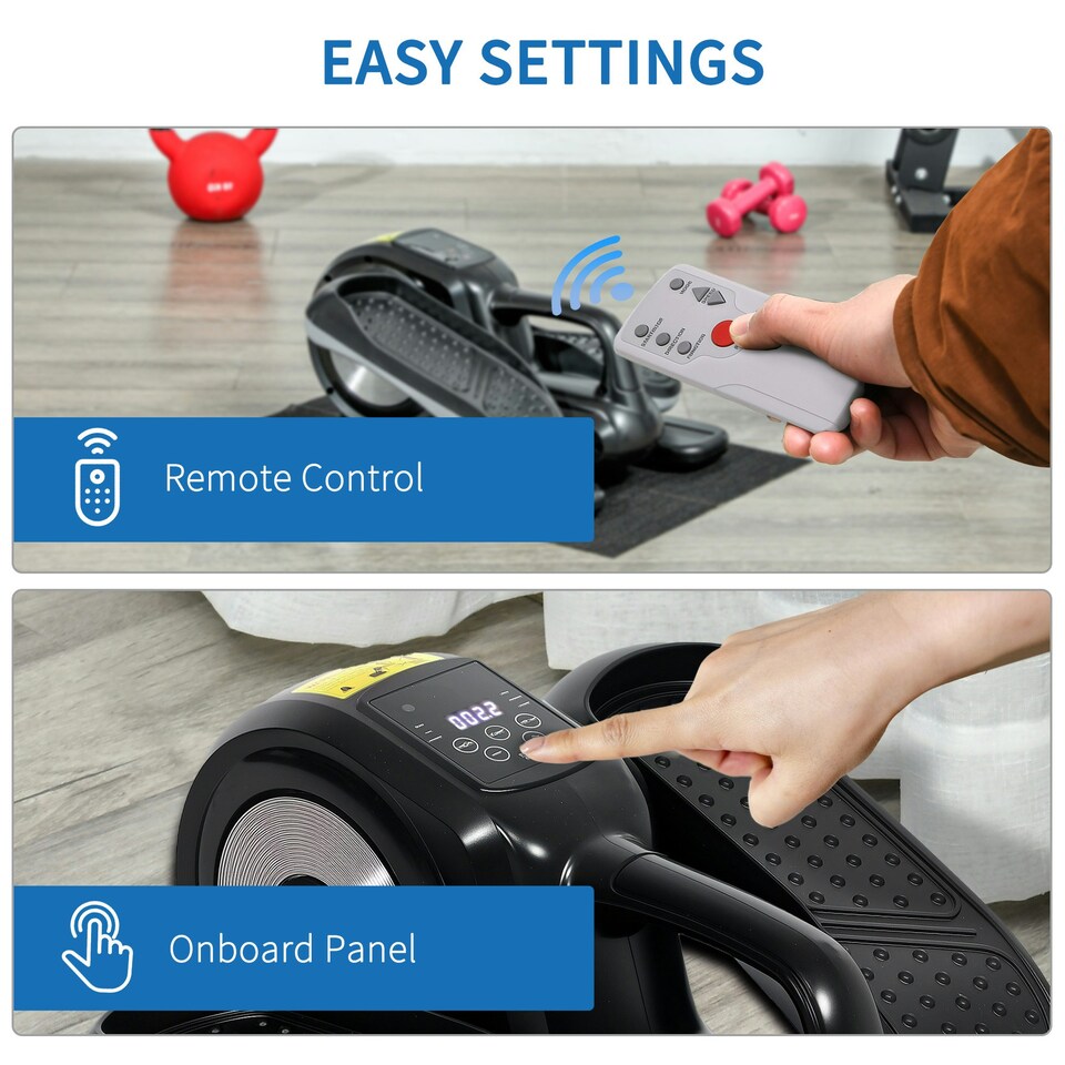 image 1 of SPORTNOW Mini Elliptical Machine, Seated Pedal Exerciser w/ Remote Control