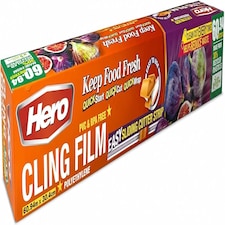 Hero Cling Film 60m x 30cm with Easy Sliding Cutter – Kitchen & Catering Cling Film Dispenser | PVC & BPA Free Food Wrap