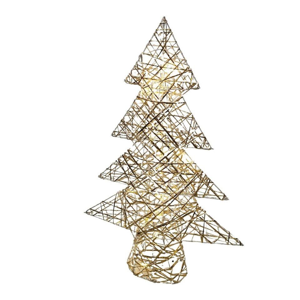 image 1 of 60cm Battery Operated Gold Woven Christmas Tree with White LEDs