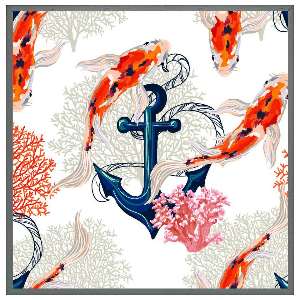 image 1 of Anchor & fish (Picture Frame) Brown | Oak | S