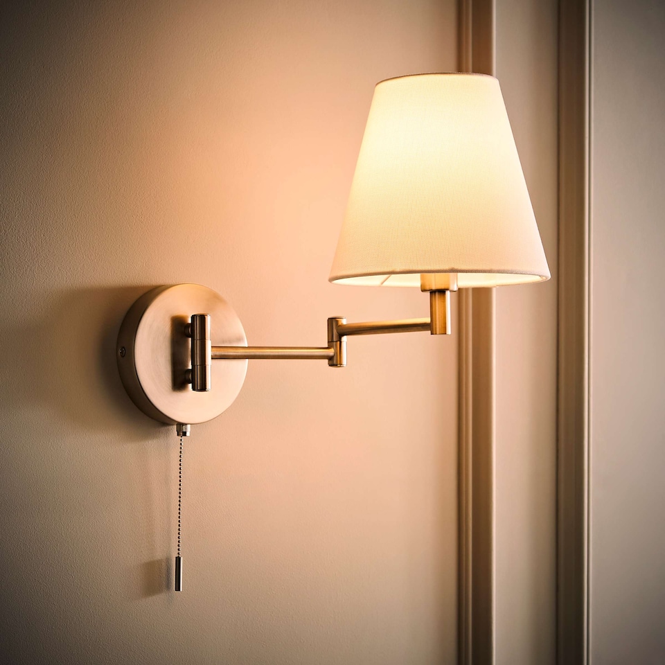 image 1 of ValueLights Sonia Pair Chrome Swing Arm Wall Lights Taper Shade | Chrome