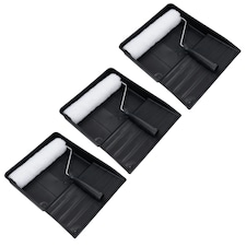 9" Painting Decorating Paint Tray and Wool Type Roller Egg Shell Gloss Paints 3pk
