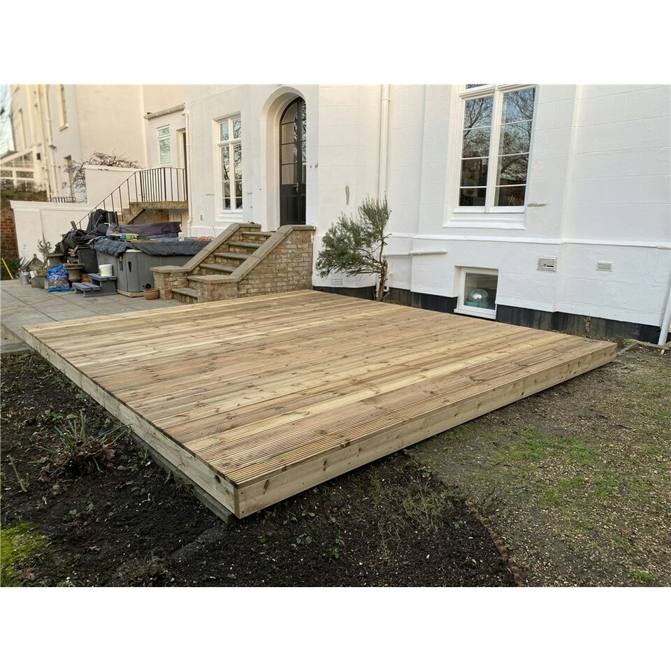 image 1 of INSTALL INCLUDED 3.6m x 3.6m (12ft x 12ft) Deluxe Wooden Decking Timber Kit - 6x2 Joists - 32mm Thick Strong Timber Decking Board