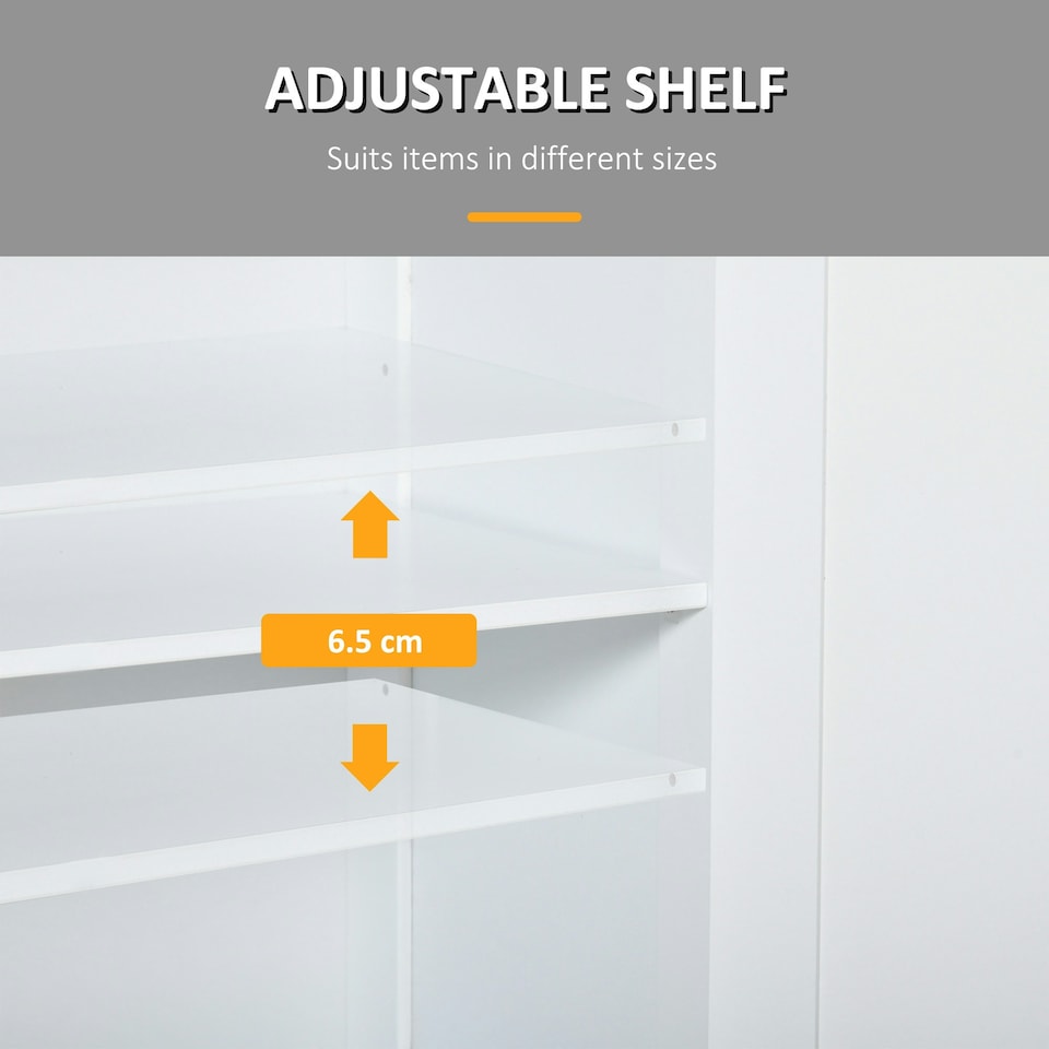 image 1 of kleankin Bathroom Floor Storage Cabinet w/ 2 Drawers Door Cupboard White