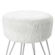 image 3 of Living and Home Round Fuzzy Vanity Stool - White