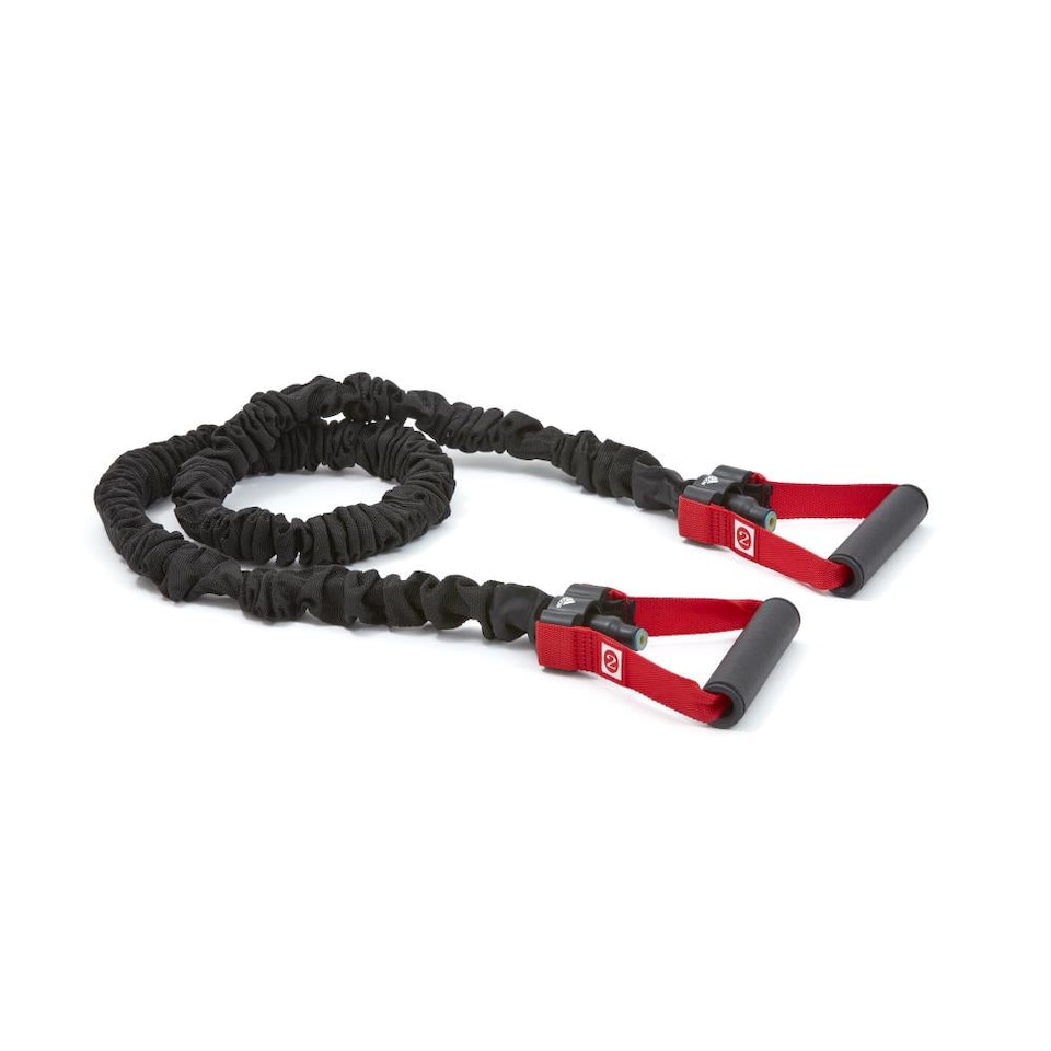 image 1 of Adidas Power Tube Level 2, Medium Resistance Band with Padded Sleeve, 122 cm, Red/Black | Black | RED | 122 cm