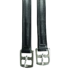 Hy Supersoft Leather Horse Stirrup Leathers - Black - 56in