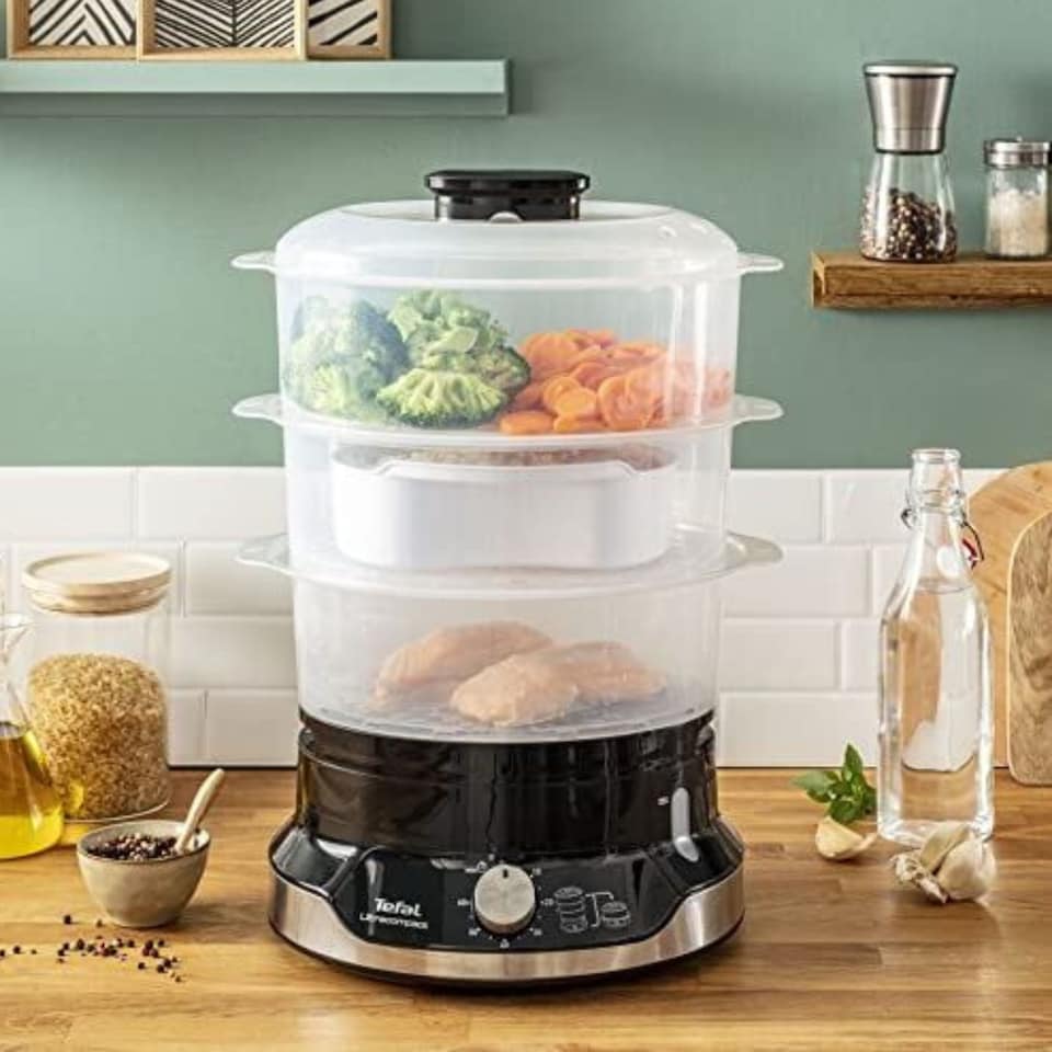 image 1 of Ultra Compact V2 3 Tier Steamer Black Stainless