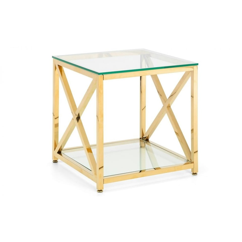 image 1 of Stylish Gold Chrome Frame Lamp Table | Silver | Silver