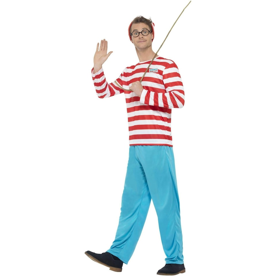 image 1 of Wheres Wally? Mens Costume Set - White/Blue/Red - S S