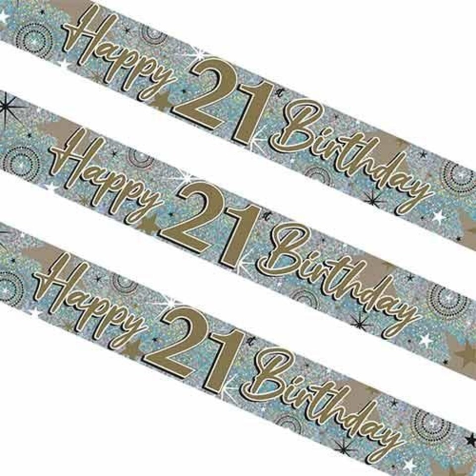 image 1 of Sparkling Gold 21st Birthday Holographic Foil Banner 260cm | Gold