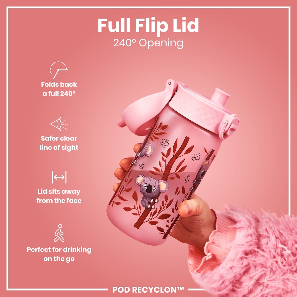 image 1 of Leak Proof Kids Water Bottle, BPA Free, 350ml (12oz) | Pink | Koalas | One Size