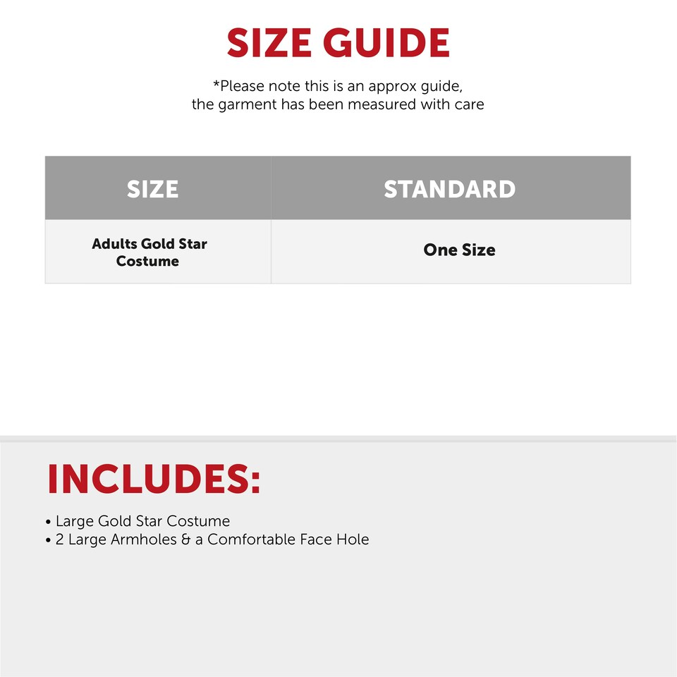image 1 of Adult Gold Star Costume – Fancy Dress (One Size) N/A | One Size