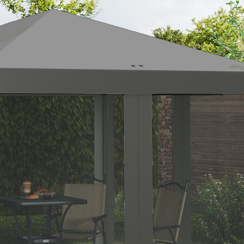 image 1 of Outsunny 3 x 3 m Pop Up Gazebo 420D Garden Tent Canopy with Removable Mesh Sidewall Netting Carry Bag for Garden Patio Outdoor Light Grey