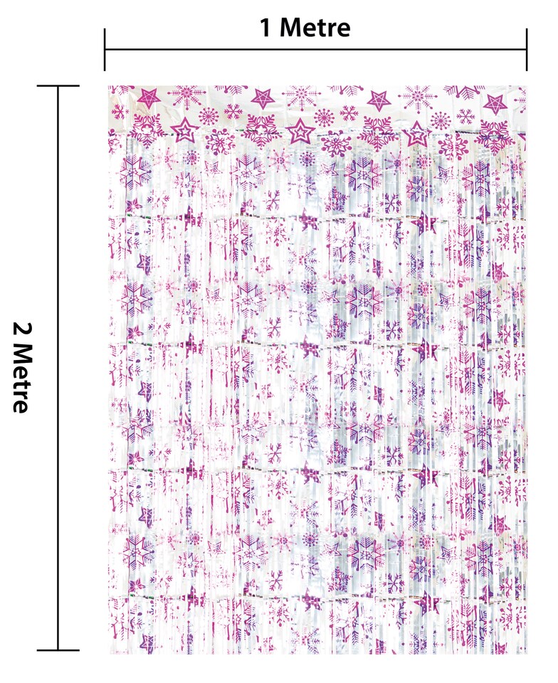 image 1 of Shimmer christmas Tinsel Curtain, 2M x 1M Pink