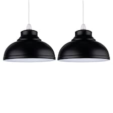 Set of 2 Dome - Black Easy Fit Metal Pendant Shades Black