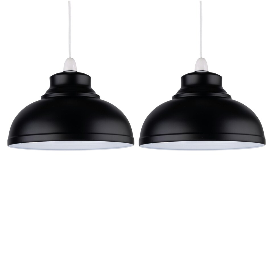 image 1 of Set of 2 Dome - Black Easy Fit Metal Pendant Shades Black