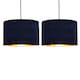 image 1 of Set of 2 Sundance - Navy Blue Velvet Pleated 30cm Lamp Shades with Gold Inner | Blue | Gold | Large | 2