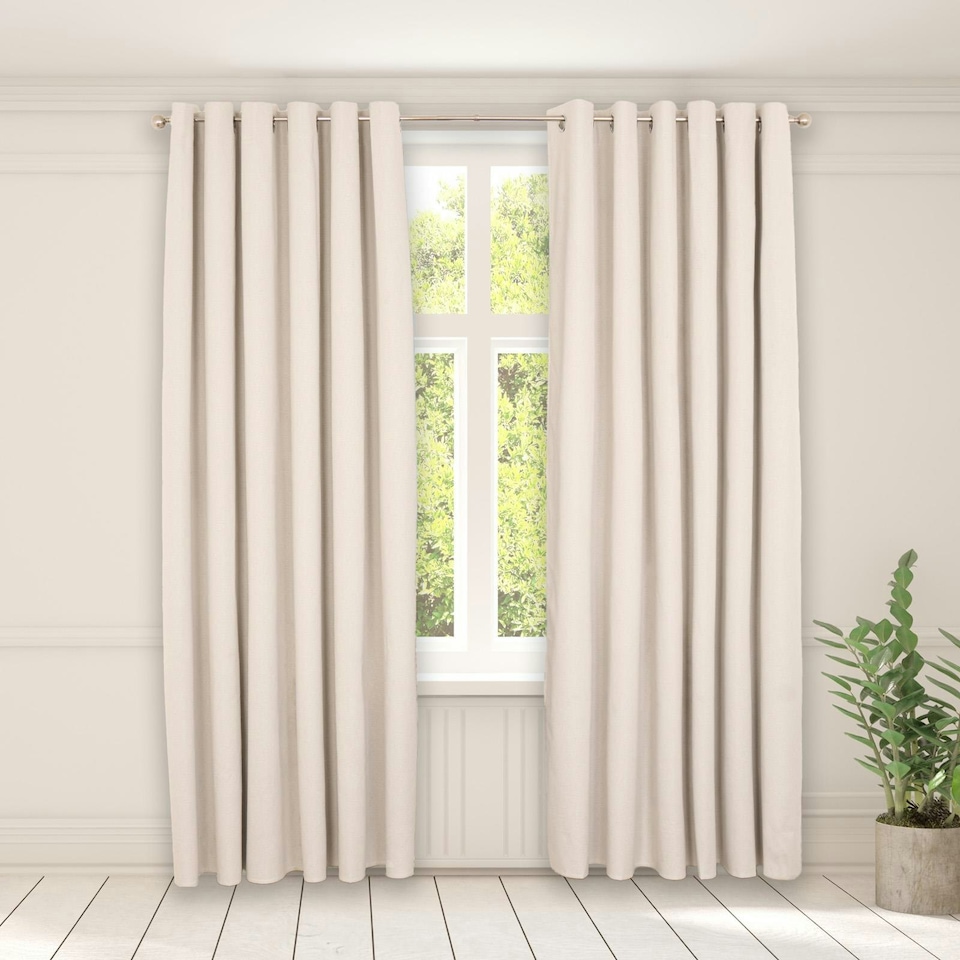 image 1 of OHS Woven Textured Blackout Eyelet Curtains, 46x54" - Cream
