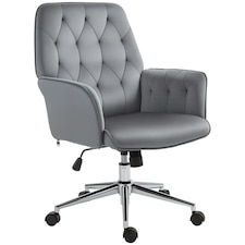 Vinsetto Swivel Computer Chair with Arms, Modern Style Tufted, Dark Grey