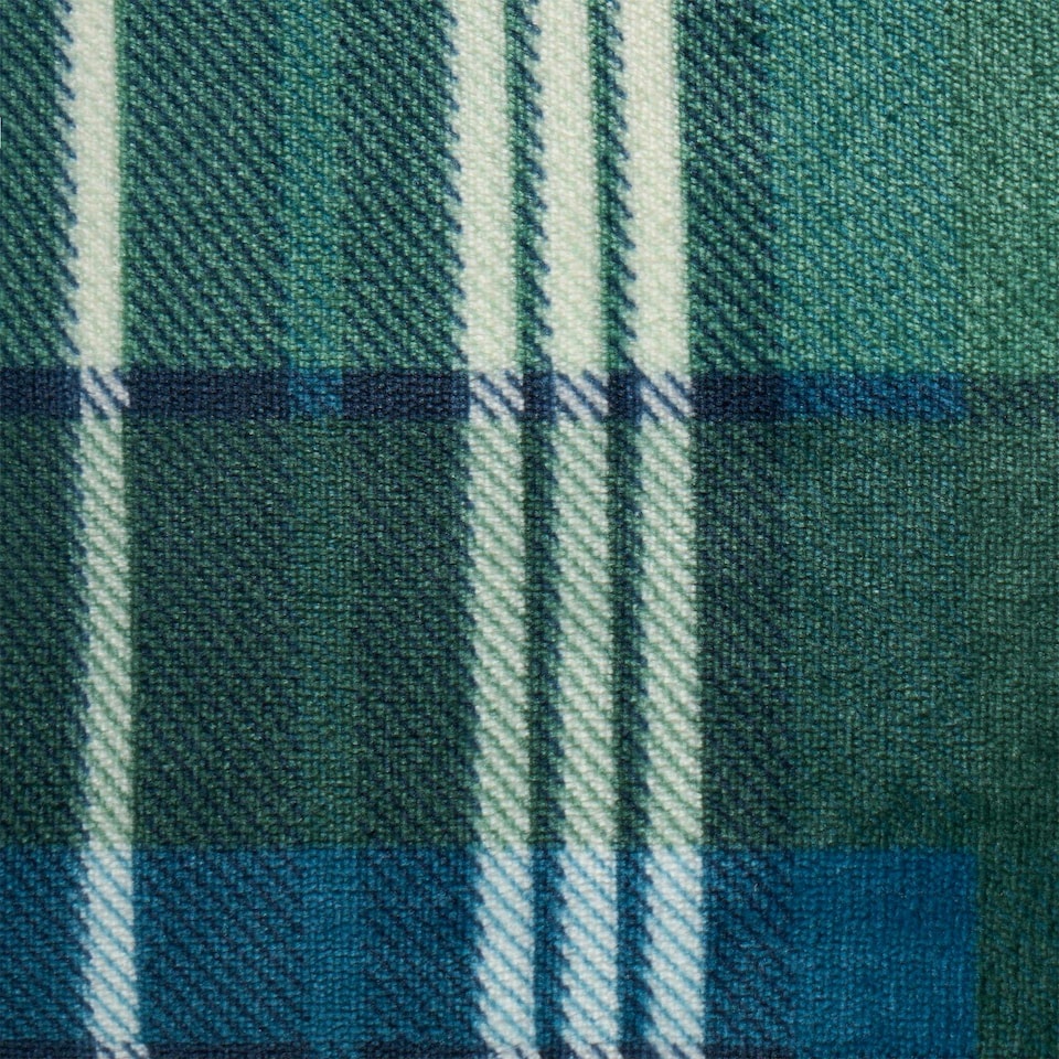image 1 of OHS 2 x Hudson Flannel Fleece Check Printed Filled Cushions, 45x45cm - Green