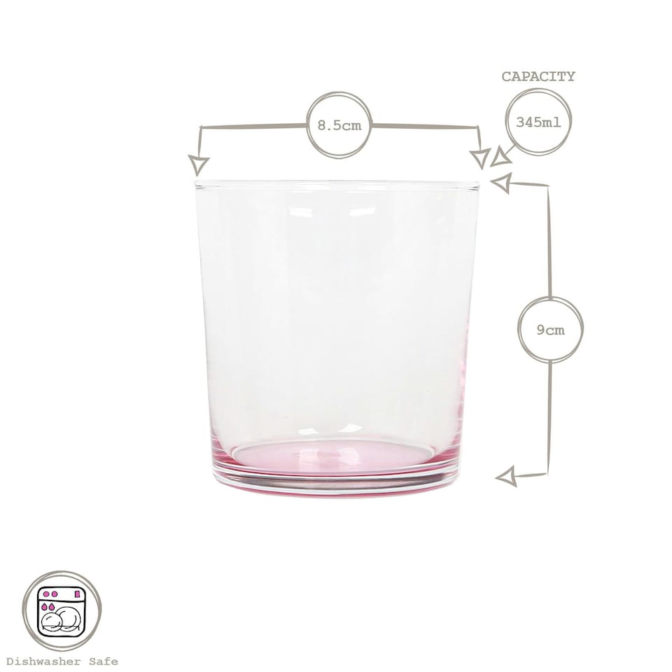 image 1 of LAV Bodega Glass Tumblers - 345ml - Colour Base - Pack of 6 Multi