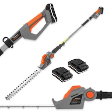 Terratek 20V 2.4m Cordless Telescopic Long Reach Hedge Trimmer 2 Batteries | Grey | Grey | 1