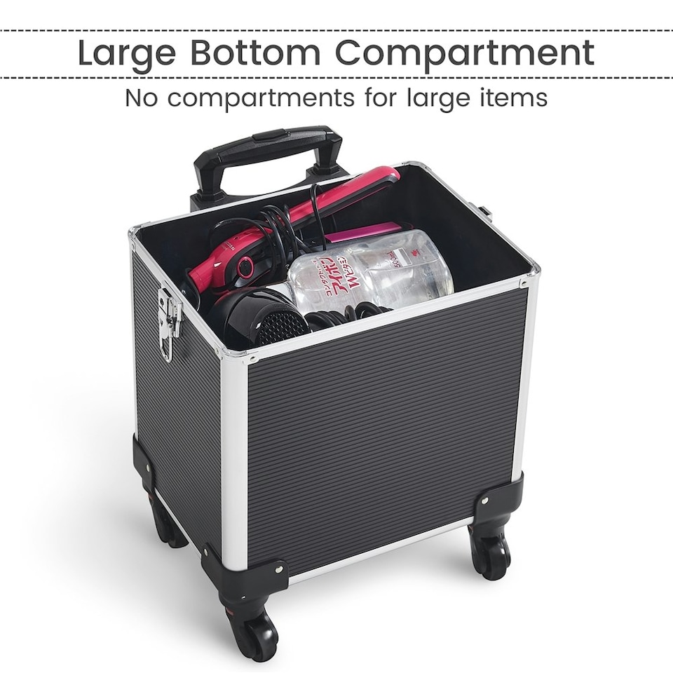 image 1 of Yaheetech 5-in-1 Professional Makeup Train Cases Aluminum Black | Black