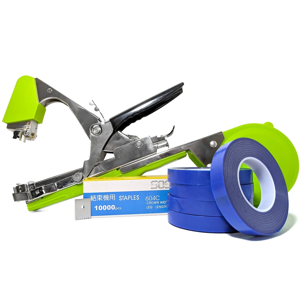image 1 of Elixir Gardens Plant Tying Machine, Tape Colour BLUE. Full Kit with 20 Tapes & 10,000 Staples