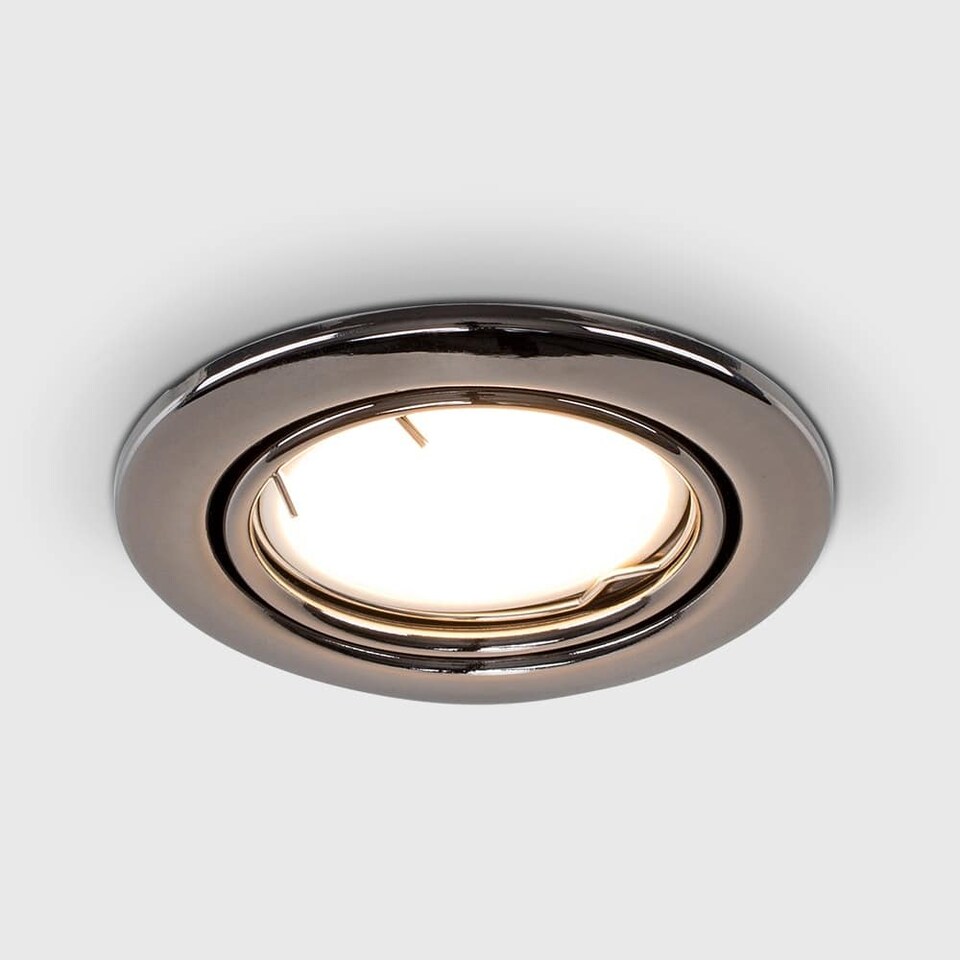 image 1 of ValueLights Downlight Tiltable Fire Rated Black Chrome Ceiling Light Fitting Single Pack