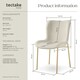 image 6 of Dining Chair Tessa - ergonomic high backrest, slim steel legs, soft fabric - per piece Cream | Velvet Look Beige/Gold