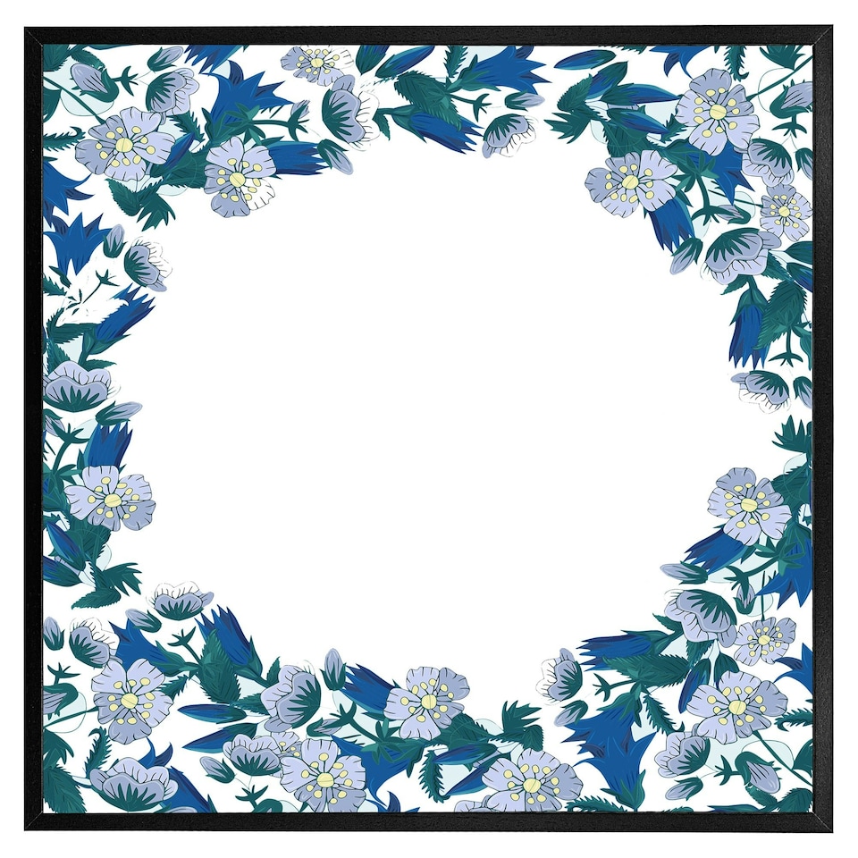 image 1 of Winter blue flowers (Picture Frame) Brown | Oak | M