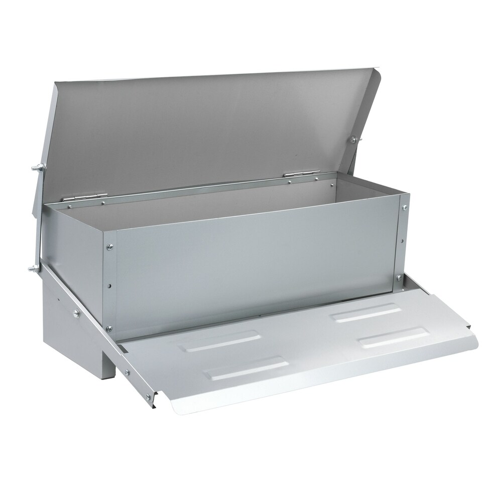 image 1 of KCT 10kg Automatic Chicken Feeder Self Opening Grey Steel Trough Poultry Treadle | Grey | 1