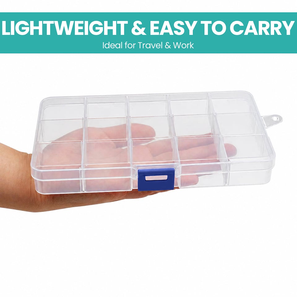 image 1 of 15 Compartment Storage Box with Blue Lock - 173 x 100 x 22mm