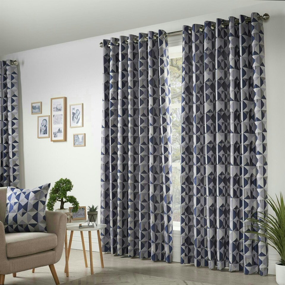 image 1 of Skandi Eyelet Curtains - Navy - 167 cm x 229 cm